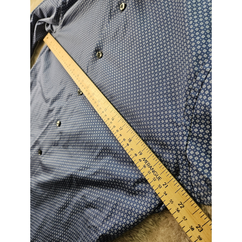 ETON Dress Shirt Geometric-Print Button-down Slim-fit Fine Twill Shirt Blue Size - Picture 5 of 10